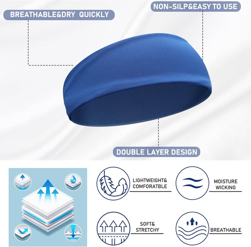 Civaner 4 Pcs Boys Headbands Athletic Sweatbands Kids Sports Wicking Breathable Headbands Elastic for Girls Boys Football - Image 3